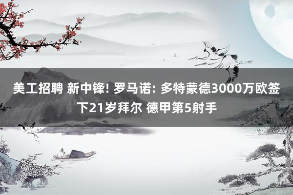 美工招聘 新中锋! 罗马诺: 多特蒙德3000万欧签下21岁拜尔 德甲第5射手